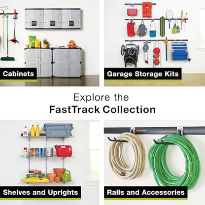 Rubbermaid FastTrack Garage Storage System Tool Hanging Kit, Wall Mount Holder for Garden Lawn Tools/Garage/Home Organization - size: 2 Rails, 4 Hooks