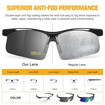 OXG 6 Pack Anti-Fog Safety Glasses, ANSI Z87+ Impact & Scratch Resistant Protective Eyewear for Work, Lab, Construction - color: Grey With Straps