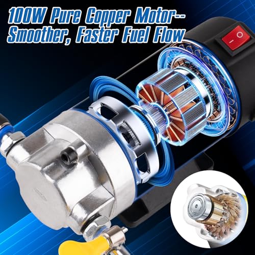 12V 100W Oil Extractor Pump, Engine Oil Extractor for Oil Change, Electric Fluid Transfer Pump, Fast Self-Priming Pump for Motor Oil, Gear Oil, and ATF, Fit Car, Mower, Boat, Motorcycle