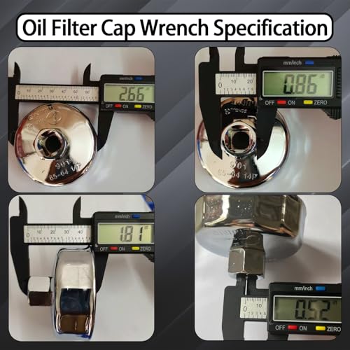 64-65mm Oil Filter Wrench, 14 Flute Wrench & 1/2Inch Square Drive Flute Oil Filter Removal Tool, Compatible with 57356, 15400-PLM-A02 Oil Filter - size: 64-65mm 14 Flute