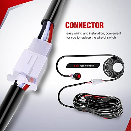 Nilight Wiring Harness Kit 14AWG Heavy Duty 12V On-Off Switch Power Relay Blade Fuse for Off Road LED Work Light Bar-ONE Lead - color: 14AWG-1 Lead