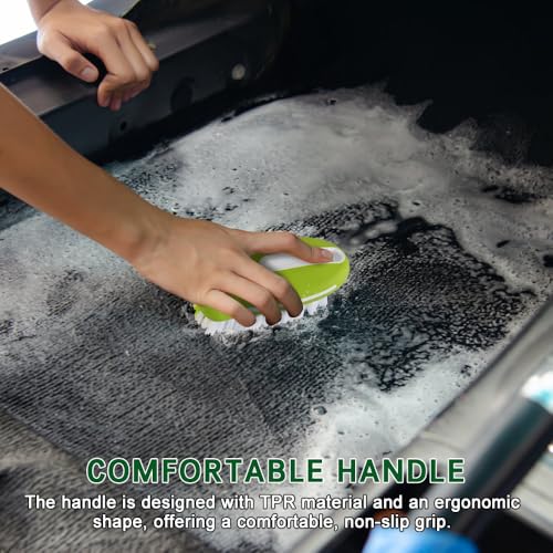 Carpet and Upholstery Cleaning Brush, Stiff Bristle Carpet Detailing Scrubber Brush, Multi-Functional Car Detailing Scrub Brushes, Cleaning Brushes for Car and Home Couch Floor Mats (Green) - color: Green