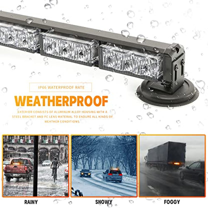 14.8" Battery Powered Emergency Strobe Lights Bar for Trucks/Vehicles Rechargeable Wireless Rooftop Mini Hazard Flashing LED Beacon Warning Light w/Magnetic Base (B/B/B/B) - color: #05 B/B/B/B