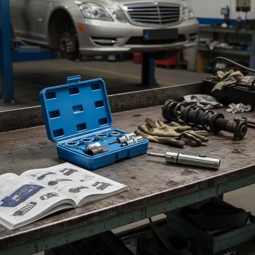 8 Pieces Shock Absorber Tool Kit Portable Case Shock Absorber Removal Tool Anti-Rust Strut Nut Socket Set for Mechanics, Garage