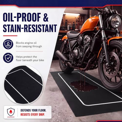 Drydiet Motorcycle Mat Garage Floor Rug Washable Parking Mats for Garage Floors Non Slip Oil Absorbent Pad Rubber Backing Layer Protects Floor(Basic Style,78 x 31 Inch) - size: 78 X 31 Inch, style: Basic Style