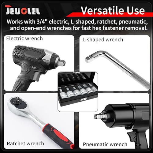 6PCS 3/4"Drive Hex Allen Bit Socket set, Cr-MO H14 H17 H19 H21 H22 H23 Drive Impact Hex Socket Kit, Hex Screwdriver Socket Adapter, Hand Repair Remover Tool - size: 6PCS | Multi-Size Set