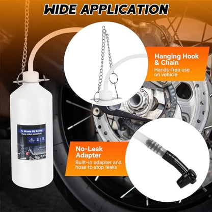 1L Brake Bleeder Bottle 2 Pack One Person Brake Fluid Bleeding Kit | with Tube & Rubber Connector for Collect Brake Fluid, Brake Fluid Catch Bottle for Car Motorcycle ATV