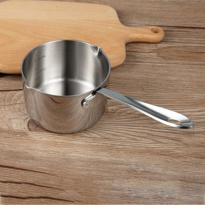 IMEEA 10oz/300ml Mini Butter Warmer Pot 18/10 Stainless Steel Small Sauce Pan with Dual Pour Spouts for Milk, Coffee, Single Serving - size: 10 fl oz