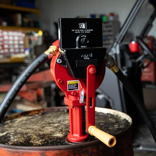 Fill-Rite FR112C Fuel Transfer Rotary Hand Pump w/Gallon Counter, Discharge Hose, Nozzle Spout, & Suction Pipe - style: Rotary Pump w/Gallon Counter