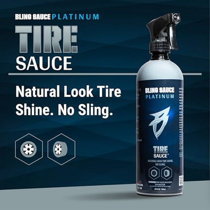 Bling Sauce Tire Sauce Natural Look Tire Shine, Cars, Trucks, SUVs, 24 oz | Water-based dressing leaves tires factory fresh, non-greasy and protected from UV cracking, dry rot and sling - style: Tire Sauce