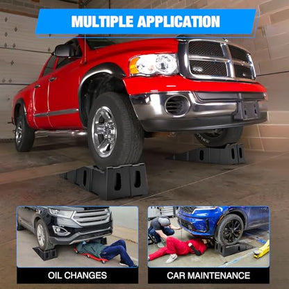 Nilight Car Ramps, 6.7" Lift Heavy Duty Truck Ramps Portable Vehicle Service Ramp for Home Garage Maintenance, 16,000lb. GVW Capacity Per Pair - size: Truck Ramp