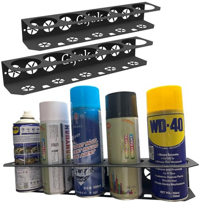 2 Pack Five Cans Wall-Mounted Steel Aerosol Spray Can Holder, Steel Wall Mount Storage Organizer for Garage and Workspace (2-Black) | Steel Wall Mount Storage Organizer, For Garage and Workspace - style: 2-Black