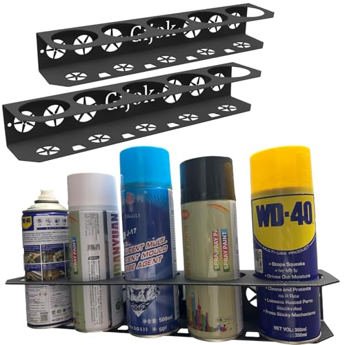 2 Pack Five Cans Wall-Mounted Steel Aerosol Spray Can Holder, Steel Wall Mount Storage Organizer for Garage and Workspace (2-Black) | Steel Wall Mount Storage Organizer, For Garage and Workspace - style: 2-Black