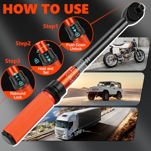 Matework 1/2 Inch Drive Click Torque Wrench, 10-180 ft.lb/13.6-244.1 Nm, ±3% High Precision Lug Nut Torque Wrench with 72 Tooth Dual-Direction for Moto, Wheel Tire and Car Repair - size: 1/2-inch (Single, 10-180 ft.lb/13.6-244.1 nm)