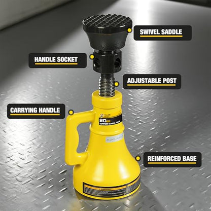 YELLOW JACKET 20 Ton Professional Car Support Screw Jack for House Construction Bridge Stabilization, Yellow (40,000 LBs) - size: 20 TON