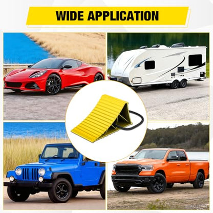 Nilight Wheel Chocks, Heavy Duty Wheel Stopper for Car, Truck, RV, Trailer, Caravan, Motorcycle, 8.7" x 4.8" x 4.2", 2-Pack(Yellow) - color: Yellow