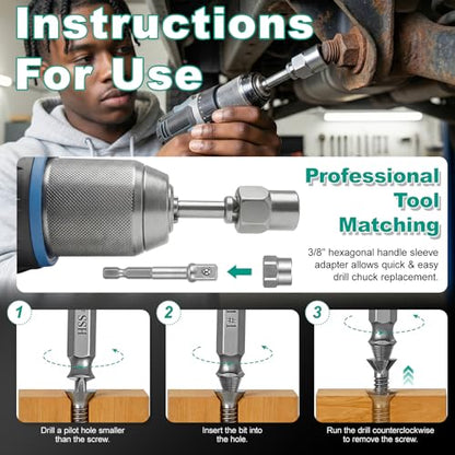 19pcs Bolt Extractor & Screw Extractor Set for Rusted, Stripped, Frozen Broken Screws, Bolts, Nuts Solution for DIY Auto Repair & Home Improvement