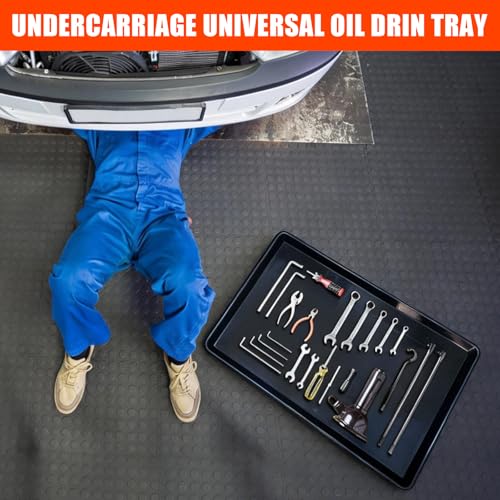 3-Pack Oil Drip Pan, 35.4" x 24" for Cars | Includes 3 absorbent foam mats. Leak-proof funnel spout. HDPE plastic. For oil changes, engine work, pets & appliance repair.