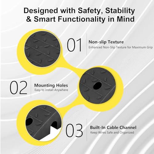 Vlinow Rubber Curb Ramp, 4/5/6/7" Rise Height 4 Pack, Heavy-Duty 33069 lbs Capacity Threshold Ramps, Auto Curb Ramps, Vehicle Ramps, Driveway Curb Ramps for Cars, Wheelchairs, Bikes, Motorcycles - size: 4 inch (4 Pack)