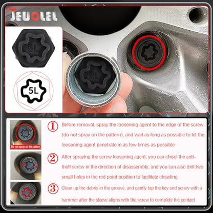 12PCS Wheel Locking Nut Key Kit Compatible with Mercedes Benz | Wheel Lock Nut Socket Adapter Set, Anti-Theft Lug Removal Tool, Anti-Theft Screw Remover, Repair Tool, Tyre Fitting, garage