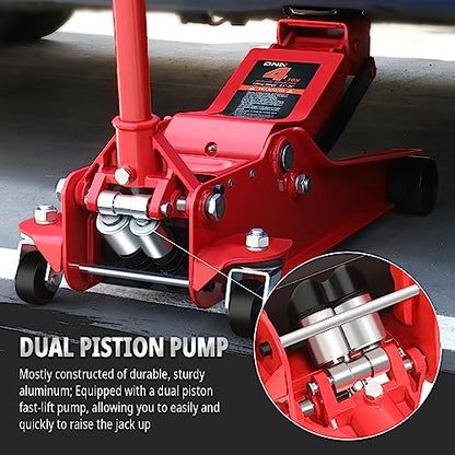 DNA Motoring Low Profile Hydraulic Trolley Service/Floor Jack, 4 Ton (8000 lbs) Capacity, Lifting Range 4.5"-20",Red,TOOLS-00307 - color: Red, style: 4 ton