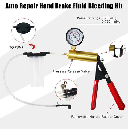 Brake Bleeder - Brake Bleeder Vacuum Pump Kit, Hand Vacuum Pump Automotive, Brake Pressure Bleeder Kit with Vacuum Pump, Cup Adapter, Hose Connectors, Brake Bleeder Valve Adapters