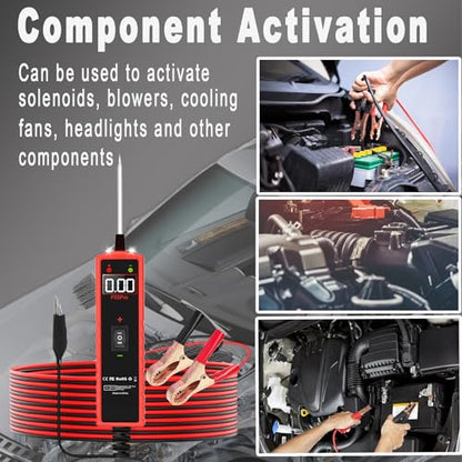 Power Circuit Probe Tester 6V-30V DC Test Light Car Fuse Tester Tool Short Circuit Located Auto Electrical Tester Kit Component Polarity Identify with Overload Protection,P55 Pro Test Probe.