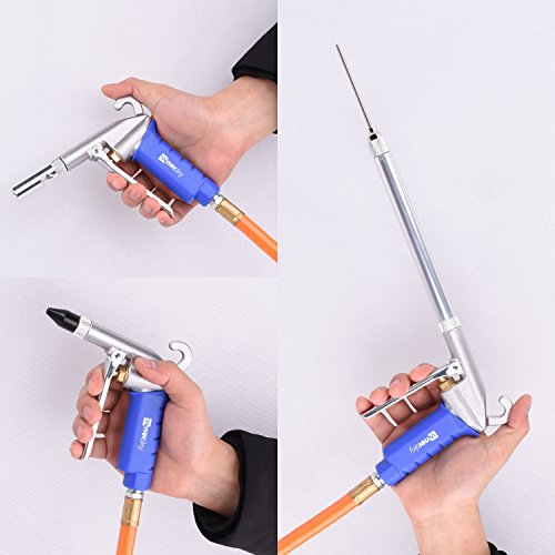 High Flow Air Blow Gun with 9 PCS Blower Tips, 6 inch Extensions, Needle and Rubber Tip, Xtreme Flow Nozzle, Adaptor, 120PSI Working Pressure, Air Compressor Accessories Kit, Cleaning Air Tool