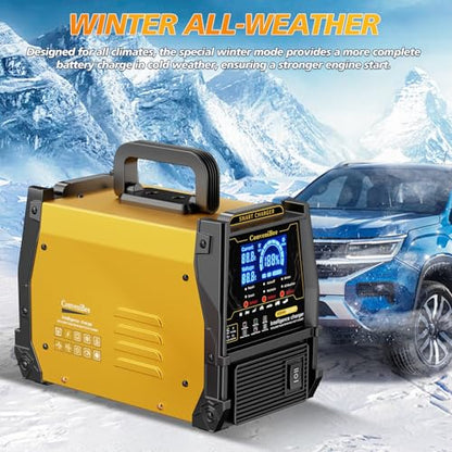 12V 24V Car Battery Charger Heavy Duty, 0-15A Automatic Battery Maintainer, 2026 Upgraded, Fast & Trickle Charge, Pulse Repair, for AGM Lead-Acid Deep Cycle, Car Truck Motorcycle RV Boat Lawn Mower