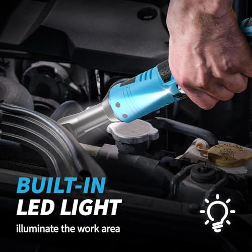 FULLYEA Cordless Electric Ratchet Wrench Set, 16.8V 3/8 cordless ratchet, 550 RPM, Variable Speed Power Ratchet Tool Kit with 2 * 2.0Ah Battery, 1/4" Adapter & 3" Extension Bar(Blue)