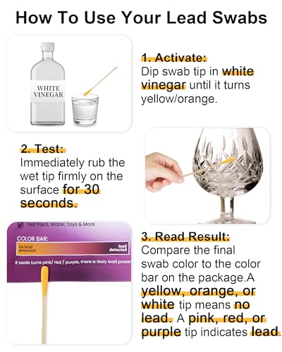 30-Count Lead Test Kit for Dishes, Lead Test Swabs for Ceramics | Fast, easy-to-read color results using 30 lead test swabs for dishes, glazed ceramics, paint, toys, jewelry and home surfaces