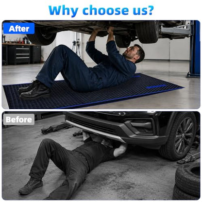 Magic Rolling Creeper Mat, 60 x 28in Foldable Two-Layer Cars Mechanic Repair Mat with Storage Bag, Multifunctional Mechanic Creeper Automotive Tool for Low Clearance, Special Roads, Cars, SUVs, Blue - color: BLUE