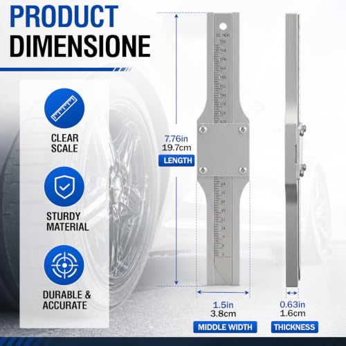 Hicarer 2 Pack 7 Inch Tire Tread Depth Gauge, Aluminum Mechanical Tire Tread Measurement Tool for Auto Repair Shops, Fleet Maintenance, Used Vehicle Inspection, Heavy Duty Tire-Depth Checker