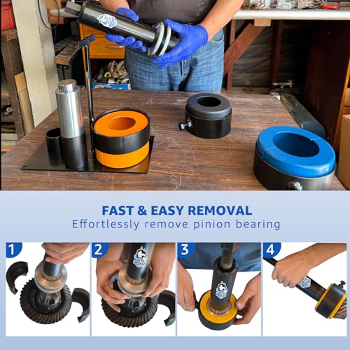 HKTE Heavy Duty Clamshell Bearing Puller Kit - Professional Tool for Carrier & Pinion Bearings Removal, Fits Dana, Ford, GM, BW78 Axles