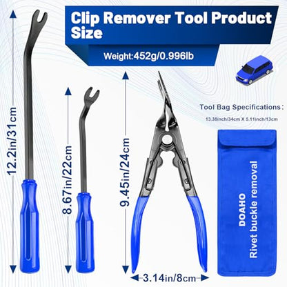 DOAHO 17Pcs Mechanic Hook and Pick Tool Set & Car Trim Removal Kit with Fastener Clip Pliers,Rivet Puller,Magnetic Pickup,Gasket Scraper,Non-Scratch Plastic Pry Tools for Automotive Repair-Blue - color: Blue-17 Pcs Auto Pick and Hook Set