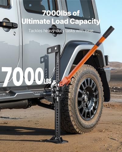 VEVOR Farm Jack, 42" Utility High Lift Farm Jack, 3.18 Ton (7,000 lbs) Capacity Ratcheting Off Road Utility Jacks, Heavy-Duty Lift Jacks with 5.12"-36.6" Lifting Range for Tractor, Truck, SUV - size: 42 inch