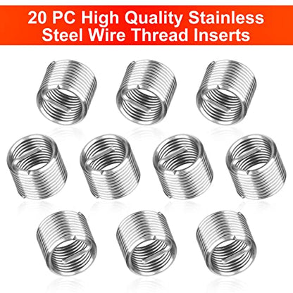 Thread Repair Kit M8X1.25mm, Metric Thread Repair Insert Kit ﻿ | with HSS Drill Bits, Rethreading Inserts Tool Set for Damaged Thread Repairing - size: Metric,M8×1.25mm