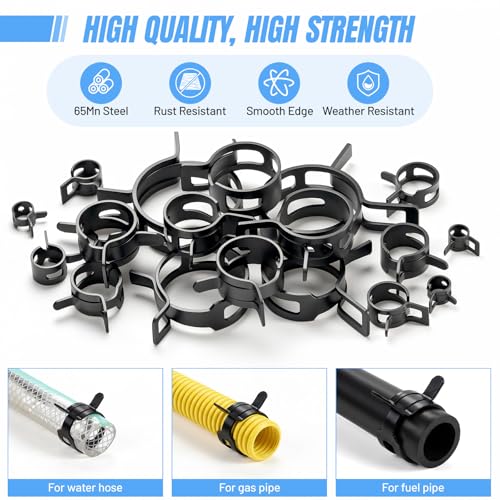 Housolution 400PCS 6-35mm Spring Hose Clamps, 20 Sizes Spring Pipe Clamps with Hose Clamp Pliers, Pipe Clamp for Automotive, Fuel Lines, Silicone,Vacuum Hoses and Mechanical Applications - style: Spring Hose Clamps