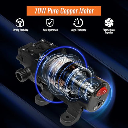 12V Fuel Transfer Pump Set Battery Powered, Moves Up to 85 Gallons Of Gas or Diesel Per Hour with Upgraded Carrying Case & Pulley Lead Pipe, for Vehicles, Boats, Equipment, Gasoline, Diesel - color: 85GPH