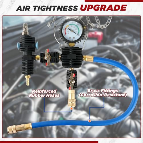 28Pcs Coolant Pressure Tester & Vacuum Refill Kit with Gauge | Used for automobile cooling system inspection; supports radiator water tank leakage detection