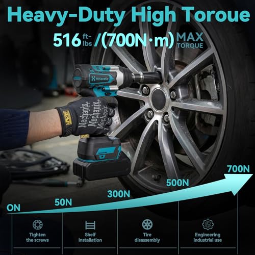 1/2" Cordless Impact Wrench Compatible with Makita 18V Battery,516 Ft-lbs 700N.m Brushless High Torque Impact Gun,Bare Tool with 4PCS Sockets 17/19/20/24mm for Tire Change,Auto Repair
