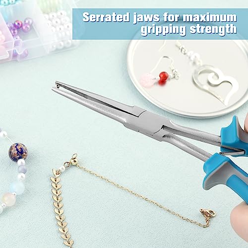 SPEEDWOX 7 Inches Long Reach Needle Nose Pliers with Serrated Jaw | Slim Extra Long Plier, Long Nose Mini Precision Wire Looping, Hard to Reach Narrow Spaces, High Leverage Fine Tips - style: Needle Nose Pliers with Teeth