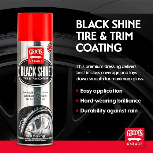 Griot's Garage Black Shine Tire and Trim Coating, Water-Resistant Dressing, Provides a High-Gloss Finish, Rain, and UV Protection, 10938, 15oz - size: 15 Fl Oz (Pack of 1)