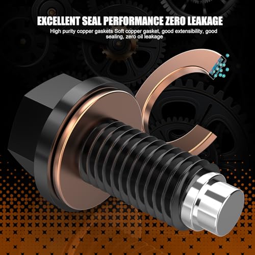M12x1.75 Magnetic Aluminum Oil Drain Plug with 1 Pcs Copper Gasket Crush Washer Sump Drain Nut Bolt Oil Pan Bolt Anti Leakage Seal Replacement for Buick Chevrolet Cadillac GMC Ford Hummer - size: M12x1.75