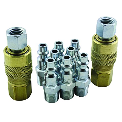 Milton (MK506-2) Inflator Gauge, Blow Gun, and M-Style KWIK-CHANGE Air Coupler & Plug Kit, (14-Piece)