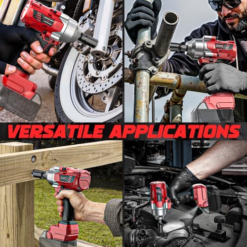 DIYtoolifz Cordless Impact Wrench 3/8" Compatible with Milwaukee 18v Battery: 600 Ft-lbs High Torque Impact Driver, 3100RPM Electric Impact Gun with 4-Mode Speed, LED Work Light(Bare Tool) - size: 600ft-lbs, style: Compatible with Milwaukee 18V Battery(Ba