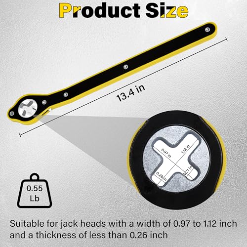 ecocstm Car Jack Ratchet Wrench, Labor-saving Tire Jack Handle, Scissor Jack Adapter for Car with Long Handle, 360° Swivel Tire Wheel Lug Wrench for Travel/Truck/SUV/Vans