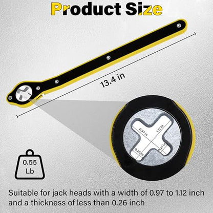 ecocstm Car Jack Ratchet Wrench, Labor-saving Tire Jack Handle, Scissor Jack Adapter for Car with Long Handle, 360° Swivel Tire Wheel Lug Wrench for Travel/Truck/SUV/Vans