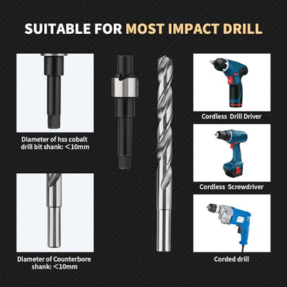 M11X2.0 Metric Thread Repair Kit with Insert HSS Drill, Tap, Installation Driver, Counterbore, Two Sizes Stainless Steel Insert 5PCS 16.2MM and 5PCS 28.2MM