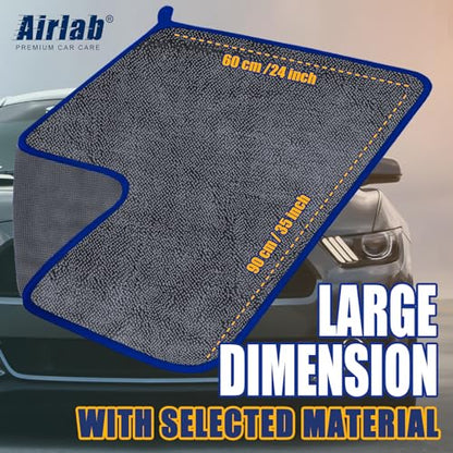 Airlab Microfiber Towels for Cars Wash Drying Extra Large Super Absorbent Cleaning Cloth Auto Detailing Ultra Soft, Lint-Free, Streak-Free, 35 x 24 Inch, Pack of 1, Grey-Blue, 600 GSM - color: 35 X 24 Inch, Pack of 1, Grey-blue, 600 Gsm